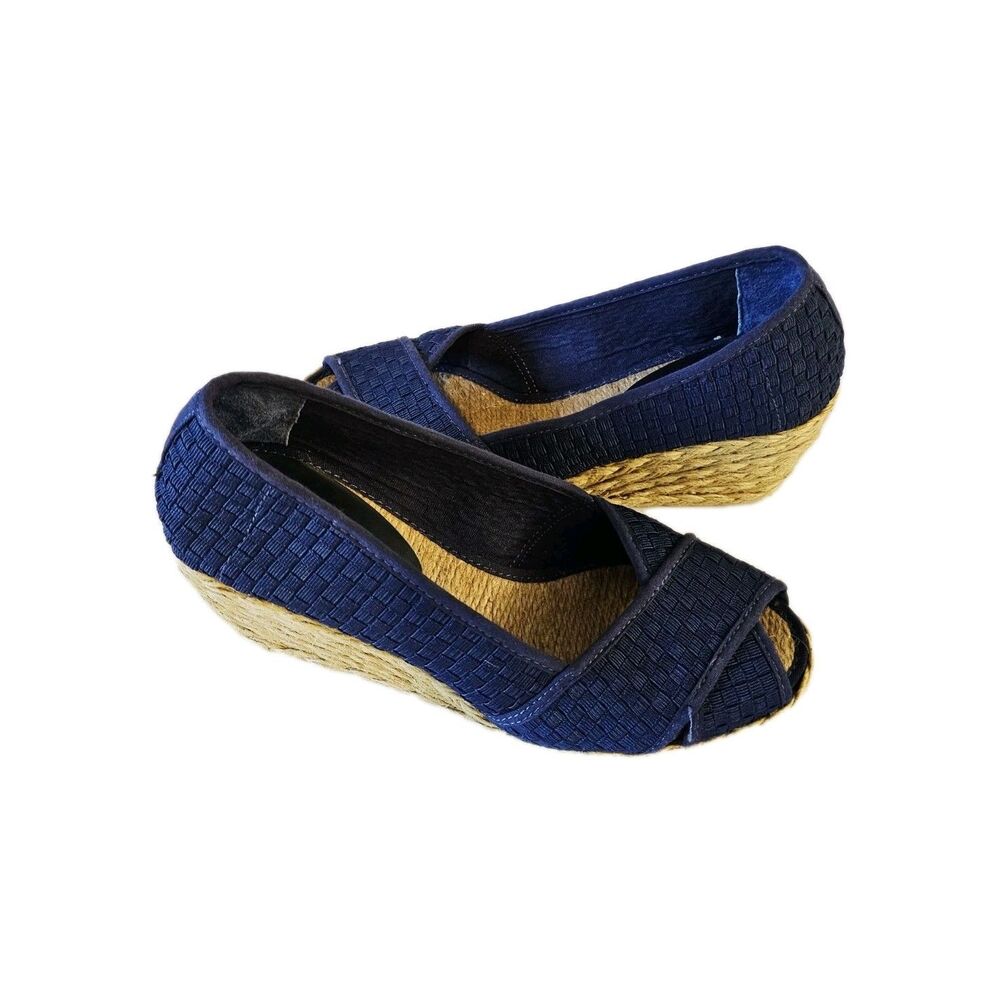 Lauren Ralph Lauren Blue Woven Espadrille Flats Size 7 - Picture 3 of 5